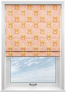 Little Bear, Peach Sorbet - Twist&Fit Roman Blind